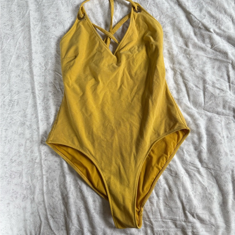 Zara Yellow One Piece Swimsuit